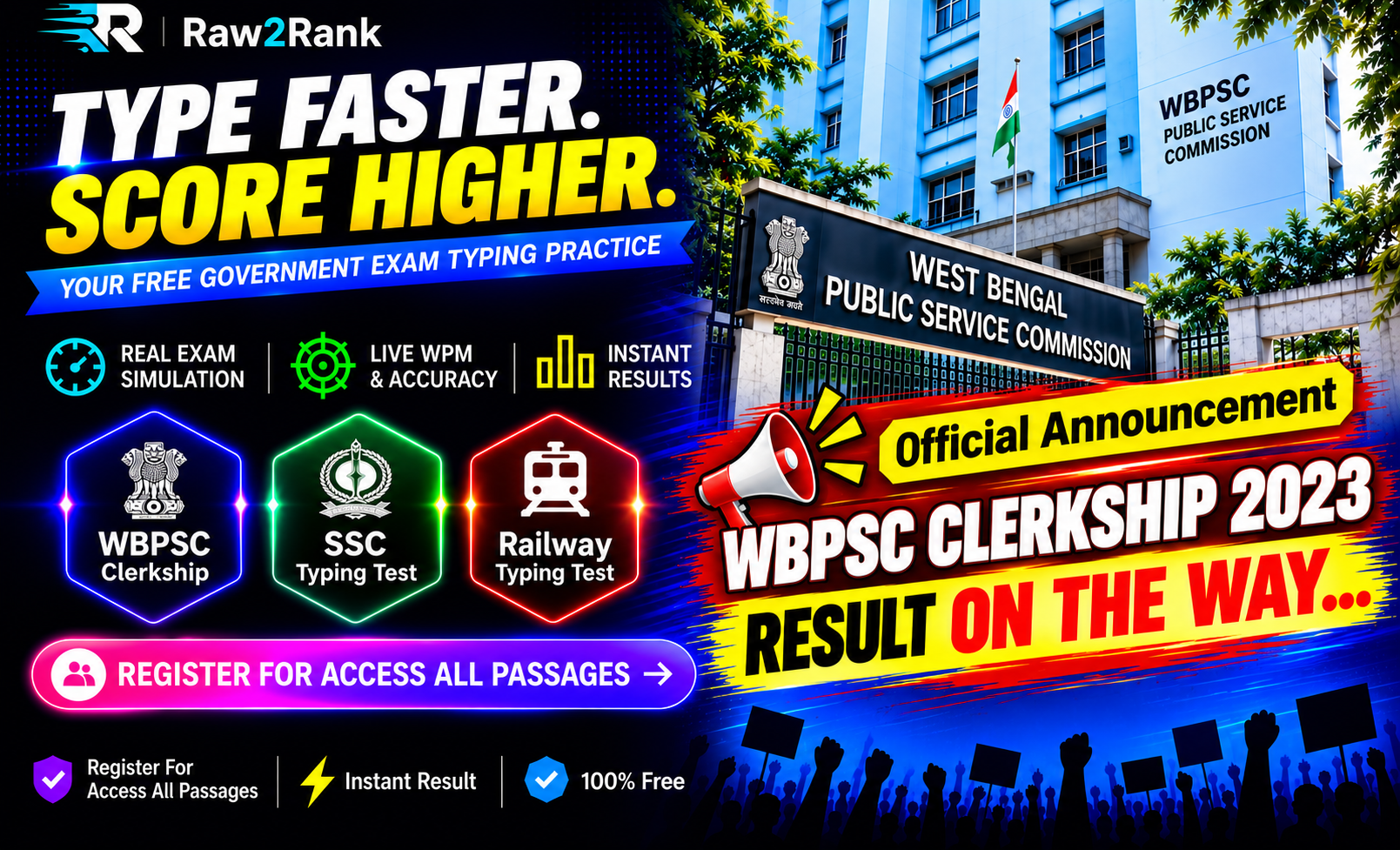 Raw2Rank Typing Test - Free Government Exam Typing Practice